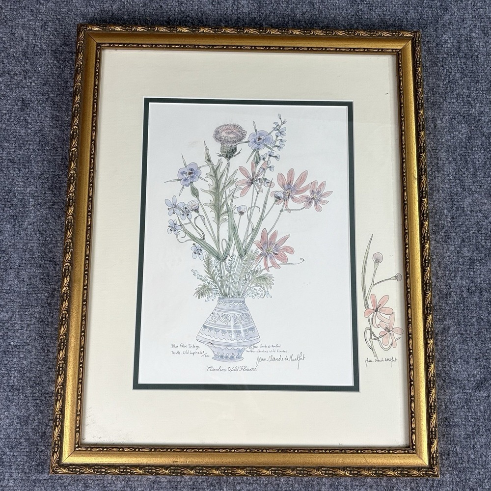 Jean-Claude de Monfort‎ Carolina Wild Flowers Thistle Framed Art Signed 120/1900